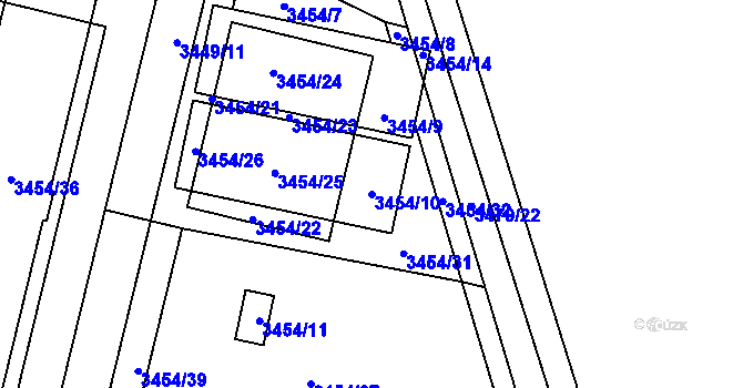 Parcela st. 3454/10 v KÚ Řečkovice, Katastrální mapa