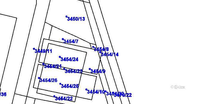 Parcela st. 3454/14 v KÚ Řečkovice, Katastrální mapa