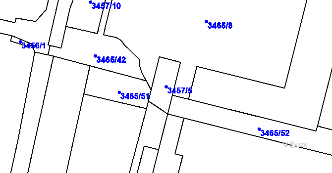 Parcela st. 3457/5 v KÚ Řečkovice, Katastrální mapa