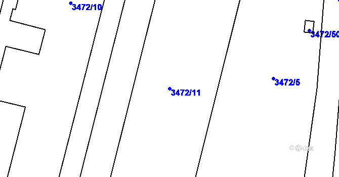 Parcela st. 3472/11 v KÚ Řečkovice, Katastrální mapa