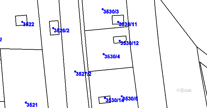 Parcela st. 3530/4 v KÚ Řečkovice, Katastrální mapa