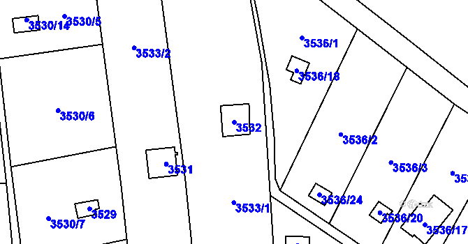 Parcela st. 3532 v KÚ Řečkovice, Katastrální mapa