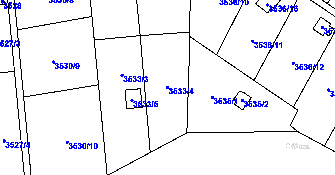 Parcela st. 3533/4 v KÚ Řečkovice, Katastrální mapa