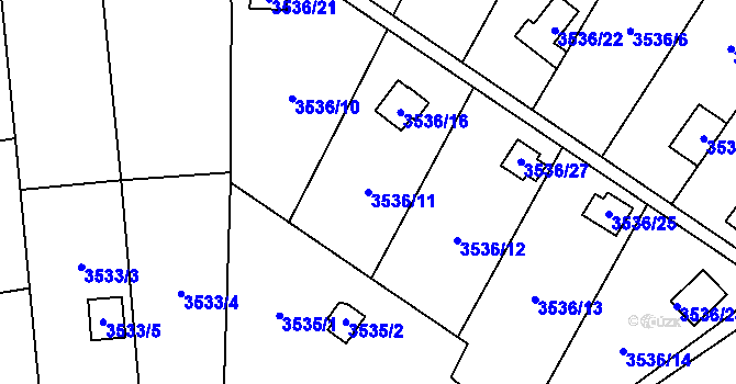 Parcela st. 3536/11 v KÚ Řečkovice, Katastrální mapa