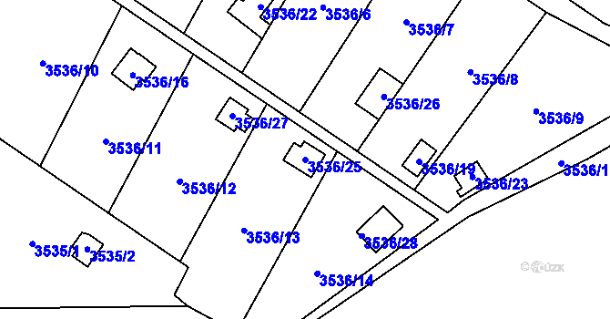 Parcela st. 3536/25 v KÚ Řečkovice, Katastrální mapa