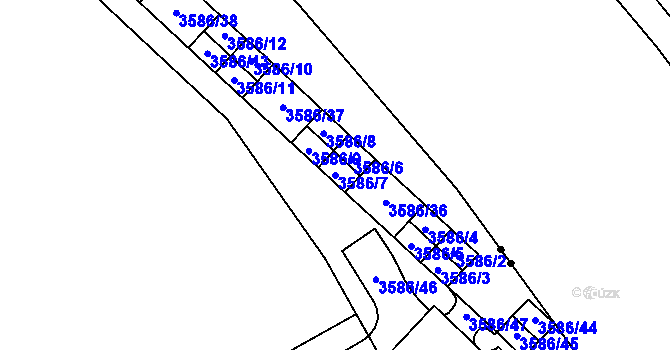 Parcela st. 3586/7 v KÚ Řečkovice, Katastrální mapa