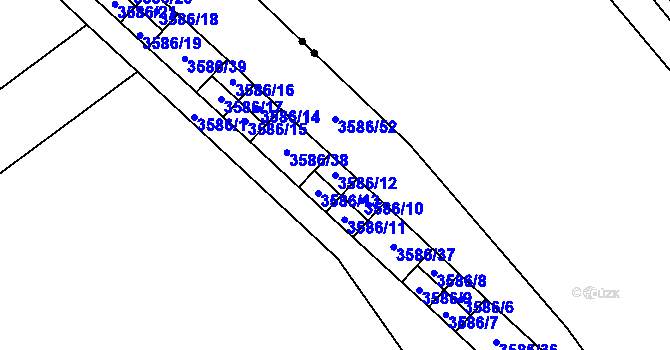 Parcela st. 3586/12 v KÚ Řečkovice, Katastrální mapa