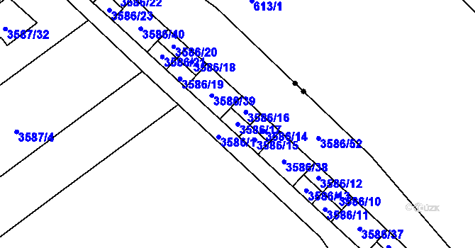 Parcela st. 3586/17 v KÚ Řečkovice, Katastrální mapa