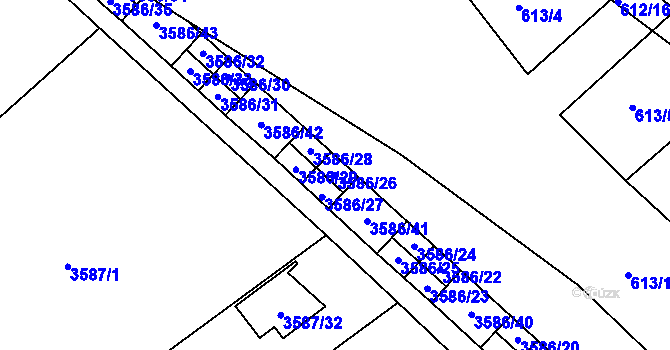 Parcela st. 3586/26 v KÚ Řečkovice, Katastrální mapa