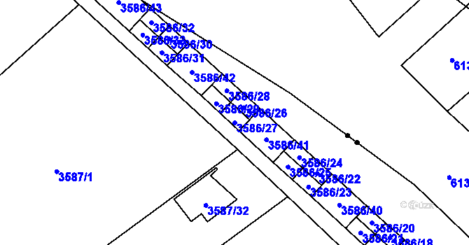 Parcela st. 3586/27 v KÚ Řečkovice, Katastrální mapa