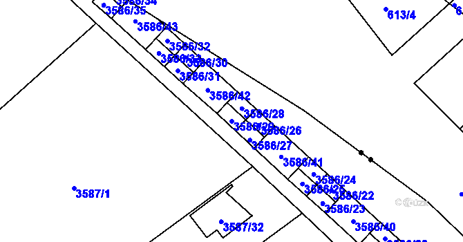 Parcela st. 3586/29 v KÚ Řečkovice, Katastrální mapa