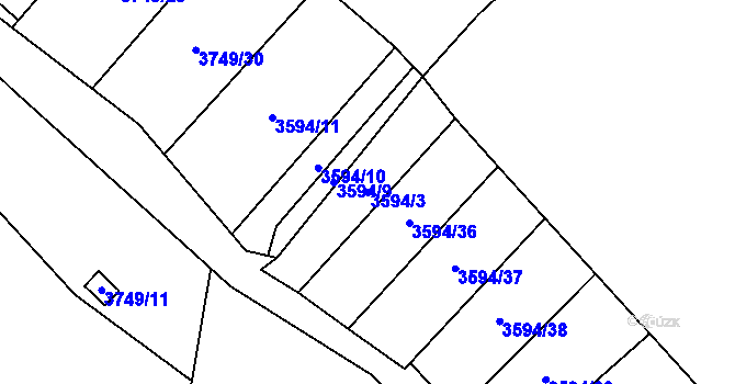 Parcela st. 3594/3 v KÚ Řečkovice, Katastrální mapa