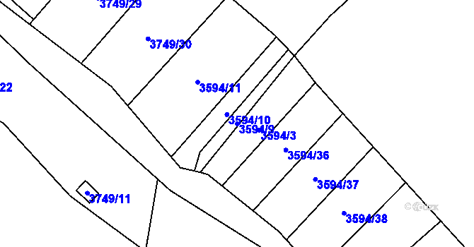 Parcela st. 3594/9 v KÚ Řečkovice, Katastrální mapa