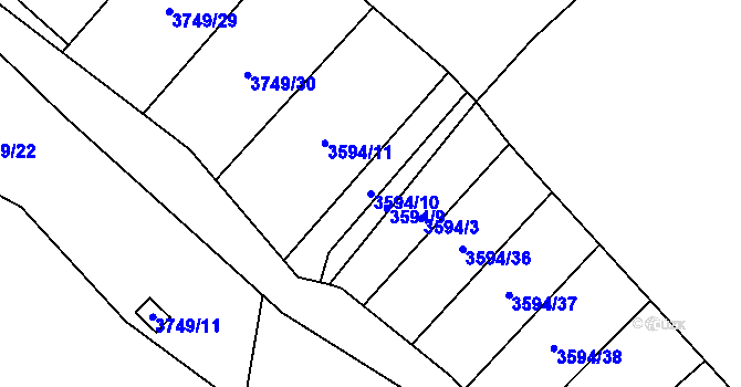 Parcela st. 3594/10 v KÚ Řečkovice, Katastrální mapa