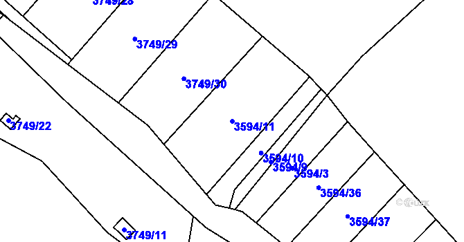 Parcela st. 3594/11 v KÚ Řečkovice, Katastrální mapa