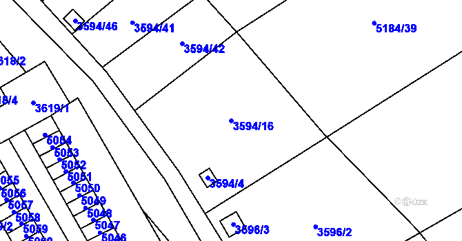 Parcela st. 3594/16 v KÚ Řečkovice, Katastrální mapa