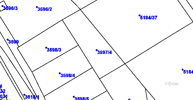 Parcela st. 3597/4 v KÚ Řečkovice, Katastrální mapa