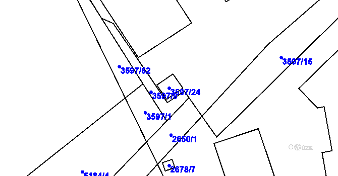 Parcela st. 3597/24 v KÚ Řečkovice, Katastrální mapa