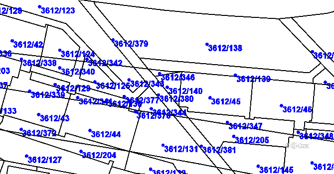 Parcela st. 3612/140 v KÚ Řečkovice, Katastrální mapa