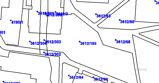 Parcela st. 3612/185 v KÚ Řečkovice, Katastrální mapa