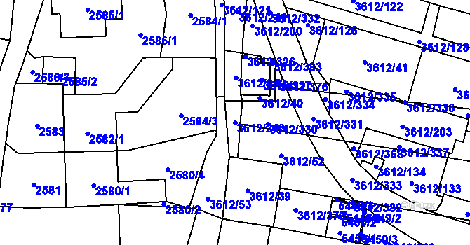 Parcela st. 3612/243 v KÚ Řečkovice, Katastrální mapa