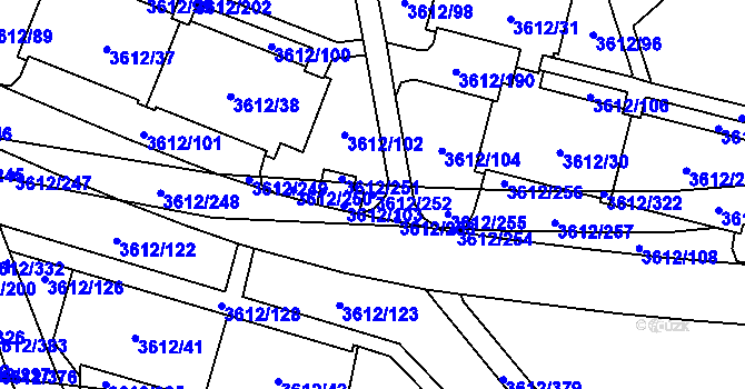 Parcela st. 3612/252 v KÚ Řečkovice, Katastrální mapa