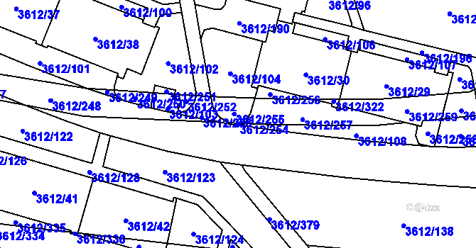 Parcela st. 3612/254 v KÚ Řečkovice, Katastrální mapa