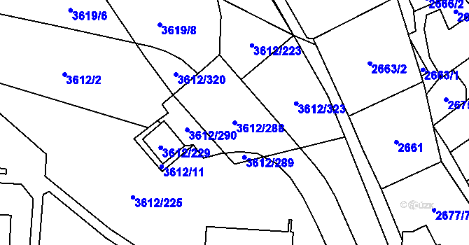 Parcela st. 3612/288 v KÚ Řečkovice, Katastrální mapa