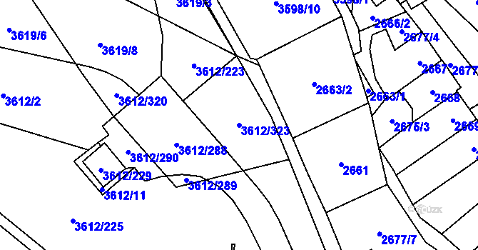 Parcela st. 3612/323 v KÚ Řečkovice, Katastrální mapa