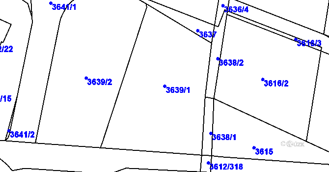 Parcela st. 3639/1 v KÚ Řečkovice, Katastrální mapa