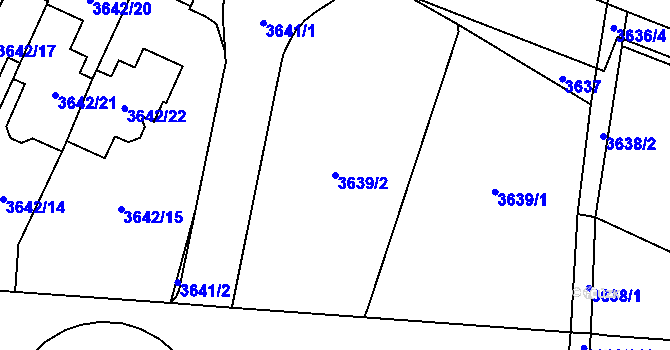 Parcela st. 3639/2 v KÚ Řečkovice, Katastrální mapa