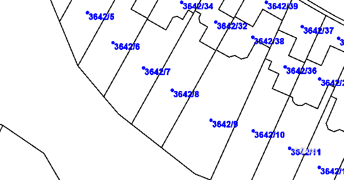 Parcela st. 3642/8 v KÚ Řečkovice, Katastrální mapa