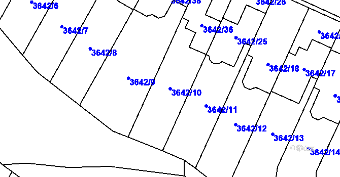 Parcela st. 3642/10 v KÚ Řečkovice, Katastrální mapa