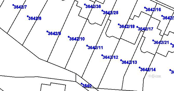 Parcela st. 3642/11 v KÚ Řečkovice, Katastrální mapa