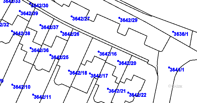 Parcela st. 3642/16 v KÚ Řečkovice, Katastrální mapa