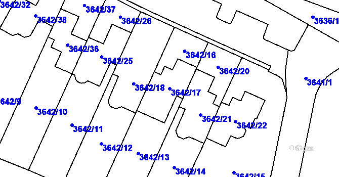 Parcela st. 3642/17 v KÚ Řečkovice, Katastrální mapa