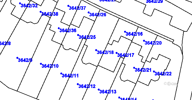 Parcela st. 3642/18 v KÚ Řečkovice, Katastrální mapa