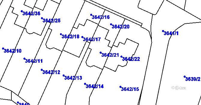 Parcela st. 3642/21 v KÚ Řečkovice, Katastrální mapa