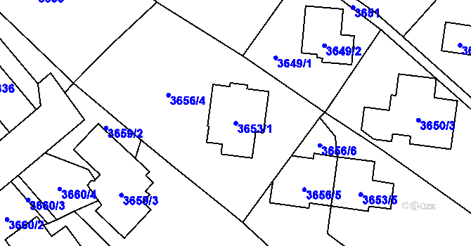 Parcela st. 3653/1 v KÚ Řečkovice, Katastrální mapa