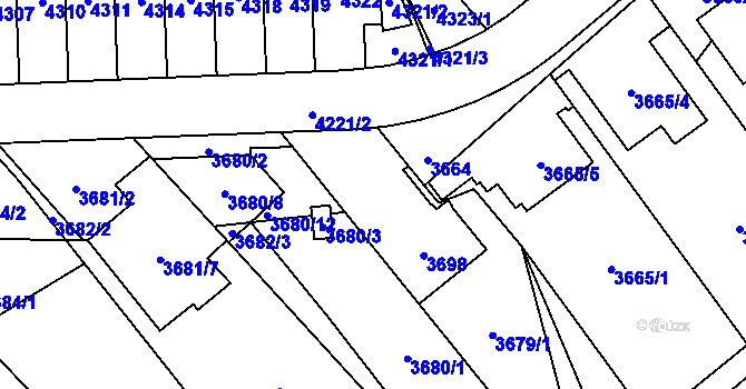 Parcela st. 3679/2 v KÚ Řečkovice, Katastrální mapa