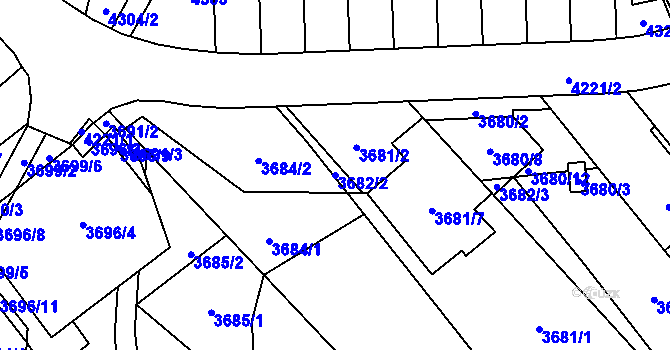 Parcela st. 3682/2 v KÚ Řečkovice, Katastrální mapa