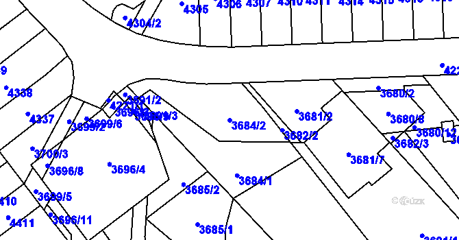 Parcela st. 3684/2 v KÚ Řečkovice, Katastrální mapa