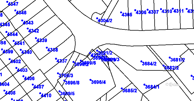 Parcela st. 3691/2 v KÚ Řečkovice, Katastrální mapa