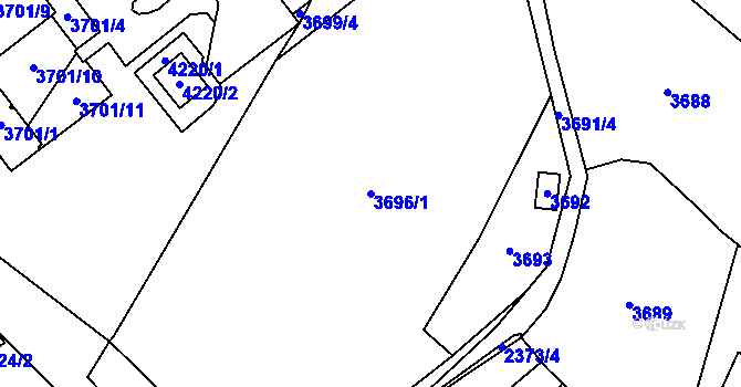 Parcela st. 3696/1 v KÚ Řečkovice, Katastrální mapa