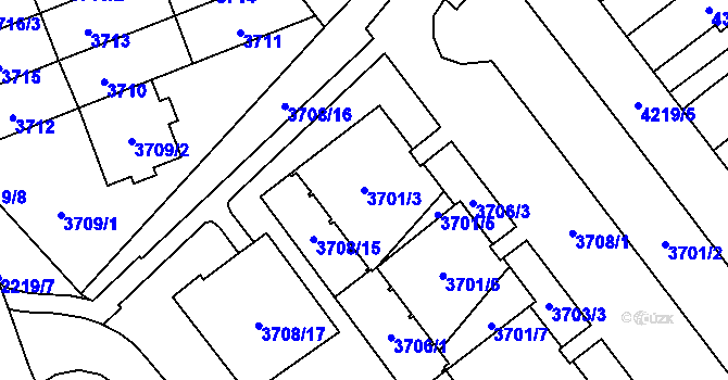 Parcela st. 3701/3 v KÚ Řečkovice, Katastrální mapa