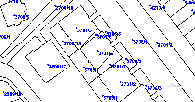 Parcela st. 3701/6 v KÚ Řečkovice, Katastrální mapa