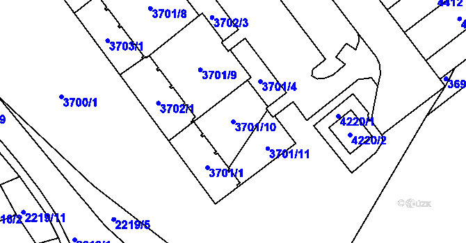 Parcela st. 3701/10 v KÚ Řečkovice, Katastrální mapa