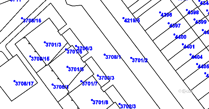 Parcela st. 3708/1 v KÚ Řečkovice, Katastrální mapa