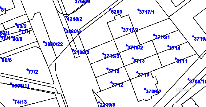 Parcela st. 3716/3 v KÚ Řečkovice, Katastrální mapa