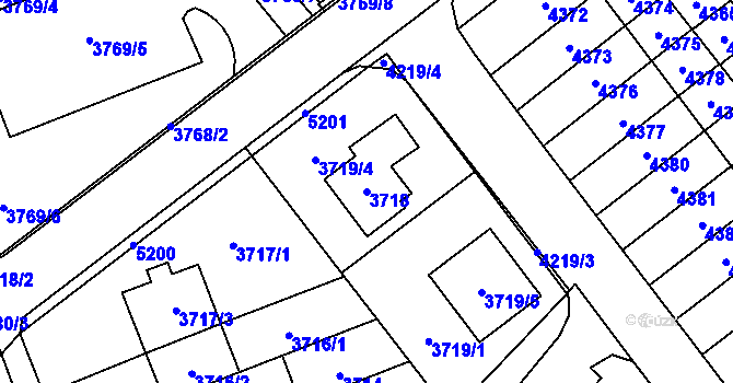 Parcela st. 3718 v KÚ Řečkovice, Katastrální mapa